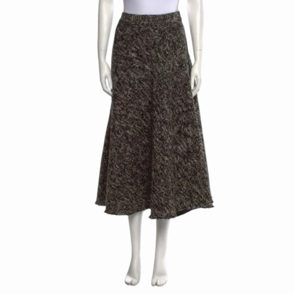 NWT Jason Wu Women Size 8 Tweed Black & White Fringe Midi Skirt‎